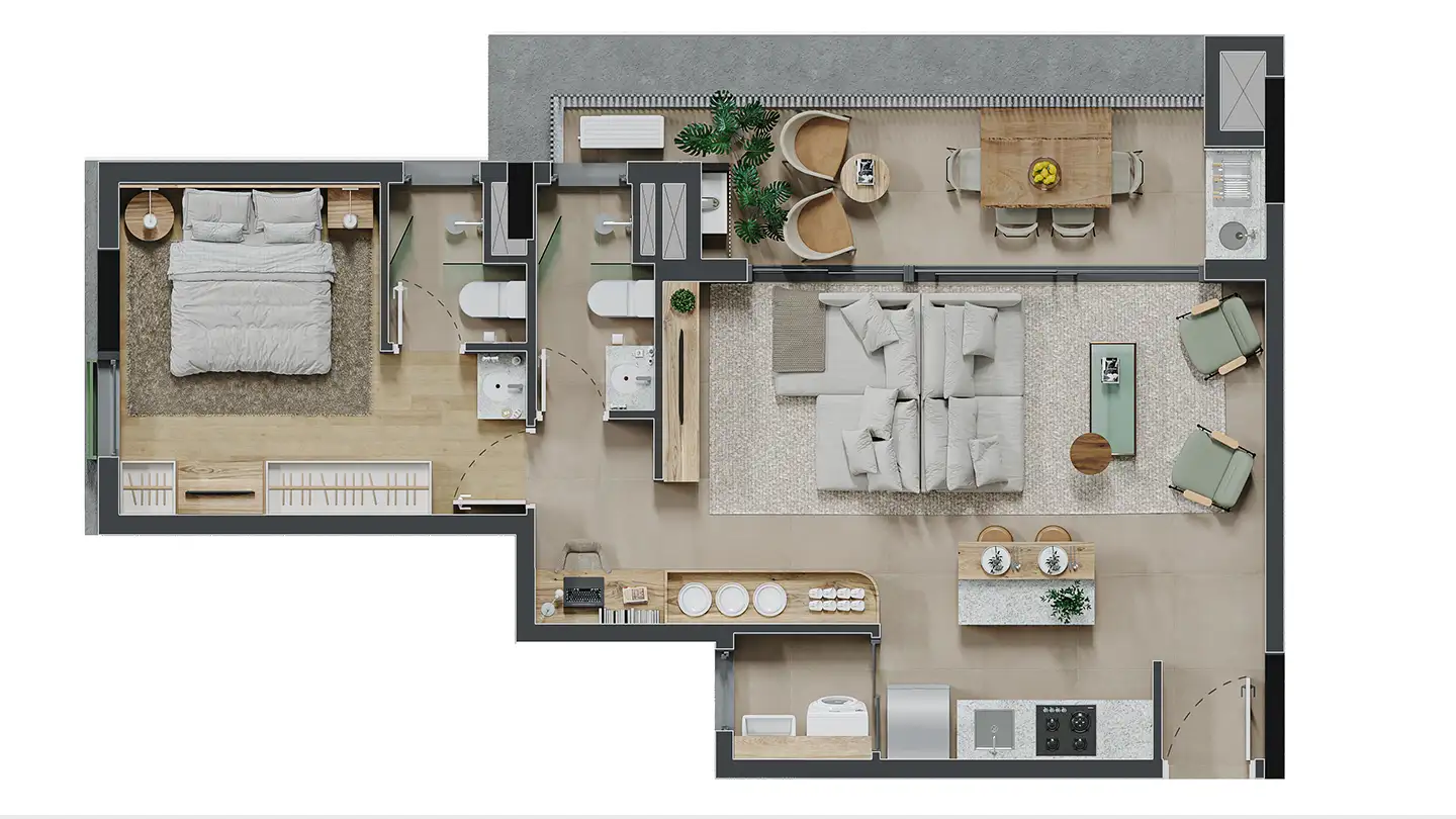 Apartamento 64m² ampliado