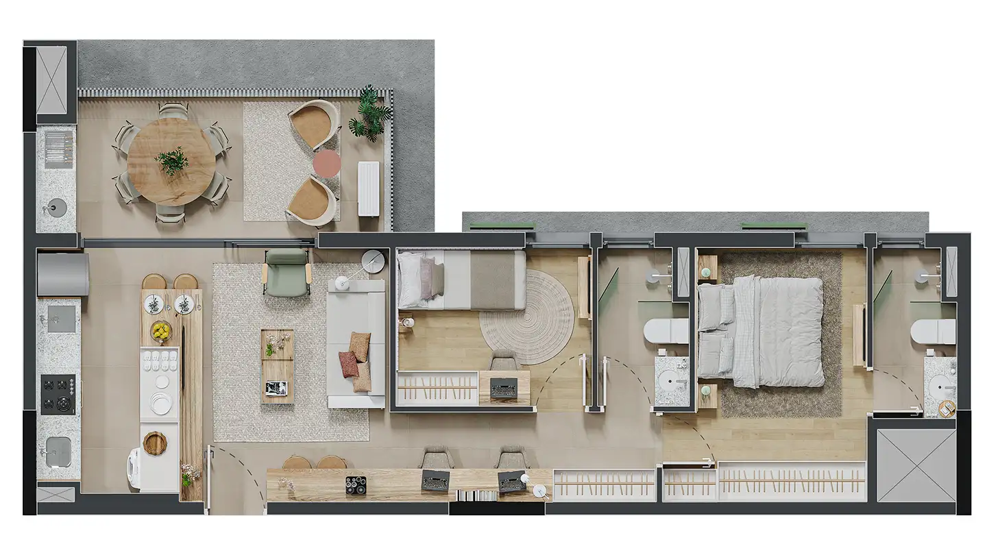 Apartamento 67m² ampliado